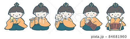 手描きのゆるい五人囃子のイラスト 84681960