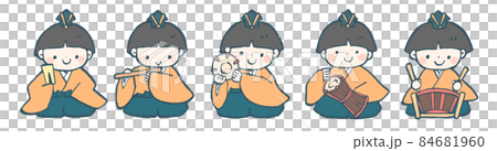 手描きのゆるい五人囃子のイラスト 84681960