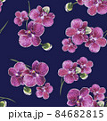seamless pattern of pink exotic orchid flowers on a branch. 84682815