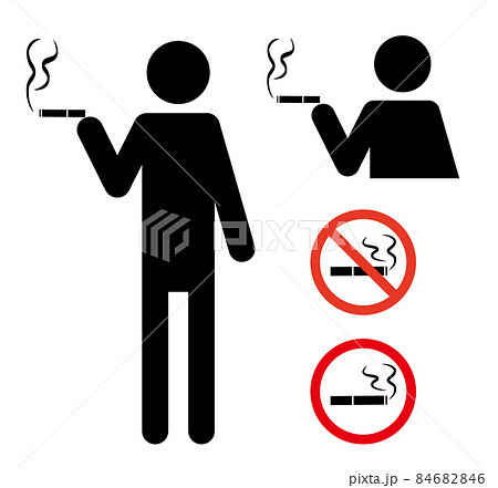 禁煙 喫煙マーク 喫煙者のピクトグラムのセットのイラスト素材