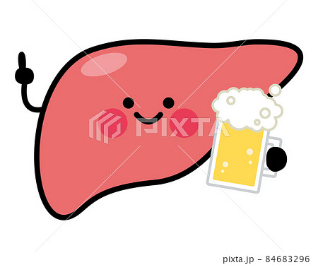 肝臓 キャラクター 飲酒のイラスト素材