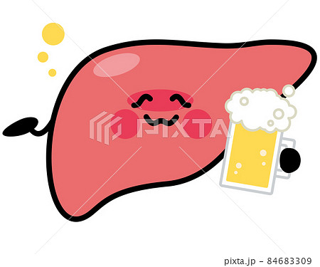 肝臓 キャラクター 泥酔のイラスト素材
