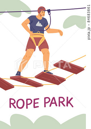 Adventure rope park concept in flat vector illustration isolated 84683661