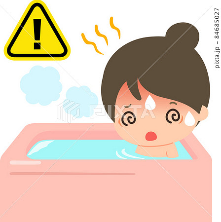 バスタブでのぼせて眩暈を起こした女性 バスタブでのぼせて眩暈を起こした女性 84685027