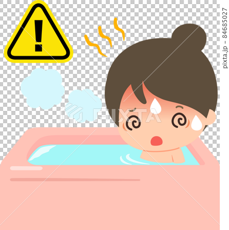 バスタブでのぼせて眩暈を起こした女性 バスタブでのぼせて眩暈を起こした女性 84685027