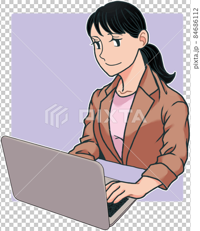 Woman operating PC - Stock Illustration [84686112] - PIXTA