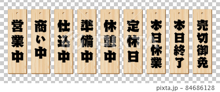 A wooden billboard that seems to be in front of an izakaya, a strip of paper 84686128
