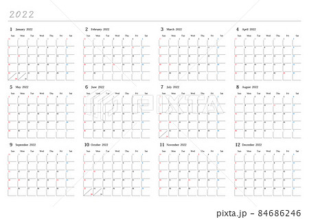2022年、日本の年間カレンダー 84686246