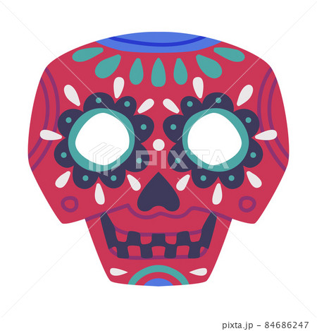 Ornamental Skull Day of Dead and Mexican Symbol Vector Illustration 84686247