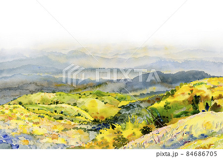 Painting of mountain natural  in the autumn. 84686705