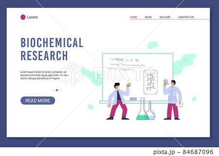 Biochemical research website banner template flat vector illustration. Biochemical research website banner template flat vector illustration. 84687096