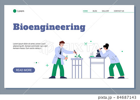 Bioengineering of genetically modified food website, flat vector illustration. 84687143