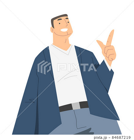 Man Character in Formal Suit Standing and Smiling Perspective View Vector Illustration 84687219