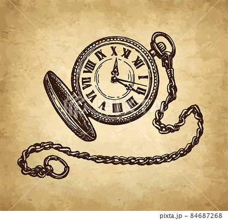 Ink sketch of pocket watch. Ink sketch of pocket watch. 84687268