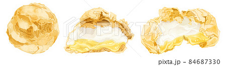 シュークリームの手描き水彩風イラスト 84687330