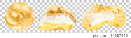 シュークリームの手描き水彩風イラスト 84687330