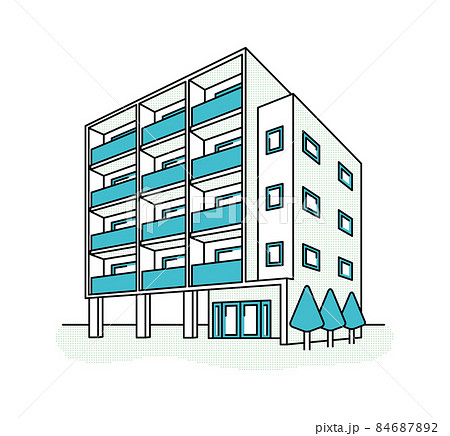 新築のアパート マンション又は集合住宅 のイラスト素材