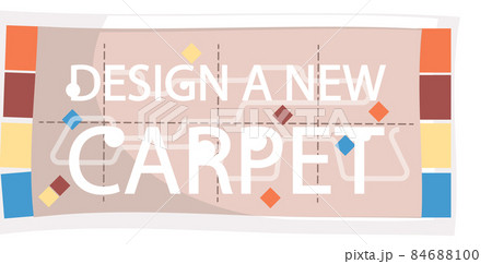 Design a new carpet flat vector banner, isolated on white background. Rug top view, floor covering 84688100