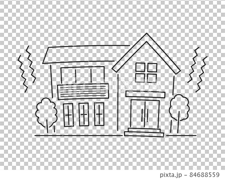 被地震擊中的房子的手寫矢量圖 84688559