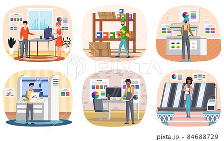 Printing house polygraphy industry composition. Print and polygraphy industry concept. Printing house Printing house polygraphy industry composition. Print and polygraphy industry concept. Printing house 84688729