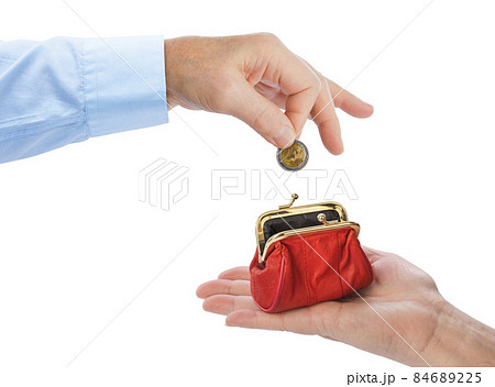 Hand of old man and purse Hand of old man and purse 84689225