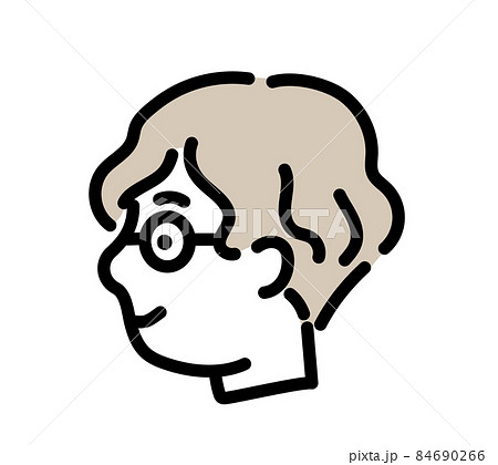 男性 代 おしゃれ 横顔 シンプル アイコン 眼鏡のイラスト素材