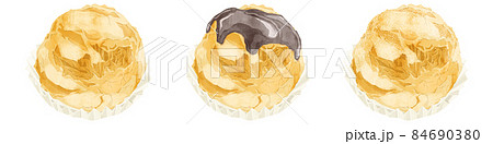 シュークリームの手描き水彩風イラスト 84690380