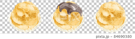 シュークリームの手描き水彩風イラスト 84690380