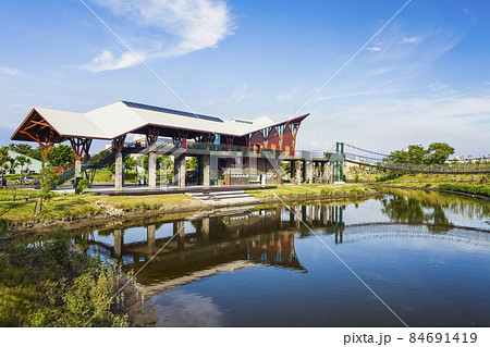 Beautiful view of the Zhongdu Wetlands Park in Kaohsiung, Taiwan. The park is located along the Love River in Kaohsiung. Beautiful view of the Zhongdu Wetlands Park in Kaohsiung, Taiwan. The park is located along the Love River in Kaohsiung. 84691419