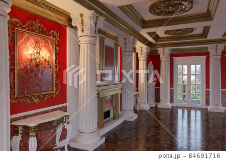 3d render of the interior of the hall in a classic style 84691716
