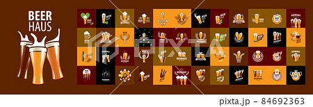 A set of vector Beer logos on different colored backgrounds A set of vector Beer logos on different colored backgrounds 84692363