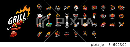 A set of vector Barbecue logos on a black background 84692392