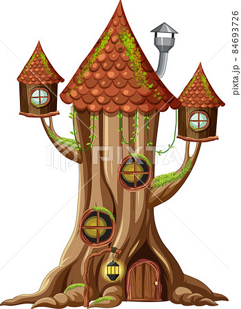 Fantasy Tree House Inside Tree Trunkのイラスト素材