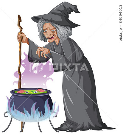 Wicked old witch character on white background 84694015