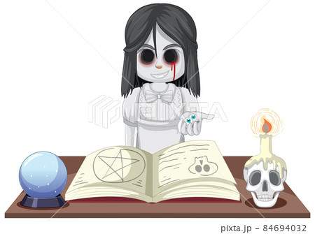 Little ghost girl with witchcraft book 84694032