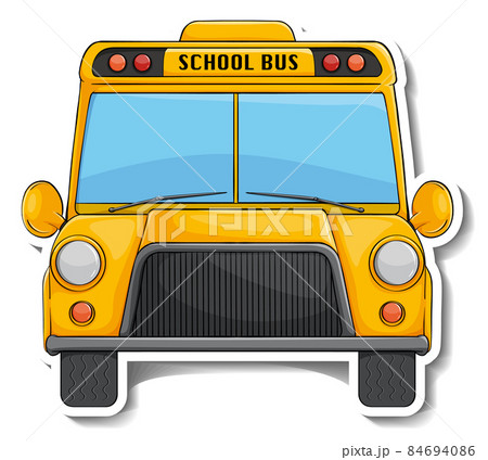 School bus cartoon sticker on white background - Stock Illustration  [84694086] - PIXTA