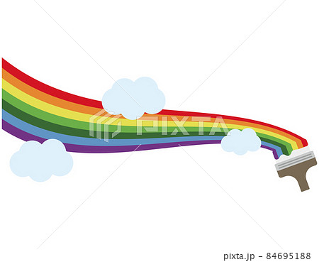 虹 描く 塗る ペンキ塗り 白背景 虹 描く 塗る ペンキ塗り 白背景 84695188
