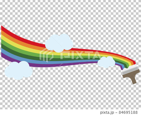 虹 描く 塗る ペンキ塗り 白背景 虹 描く 塗る ペンキ塗り 白背景 84695188