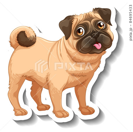 Bulldog cartoon sticker on white background Bulldog cartoon sticker on white background 84695433