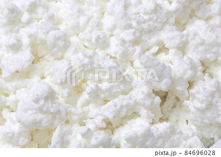 Dairy product farm, food background, texture of cottage cheese close-up 84696028