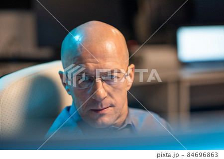 Head of mature bald it-manager or programmer Head of mature bald it-manager or programmer 84696863
