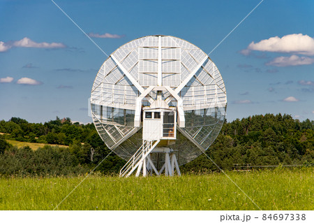 Ionospheric observatory with a giant satellite dish for receiving a satellite signal. Ionospheric observatory with a giant satellite dish for receiving a satellite signal. 84697338