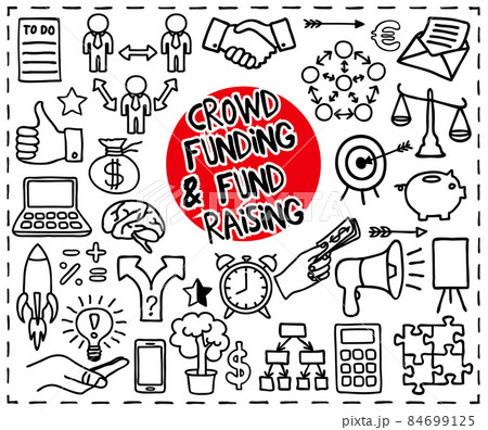 Crowd funding doodle set isolated on white background 84699125