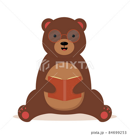 Cute cartoon bear in glasses with a book 84699253