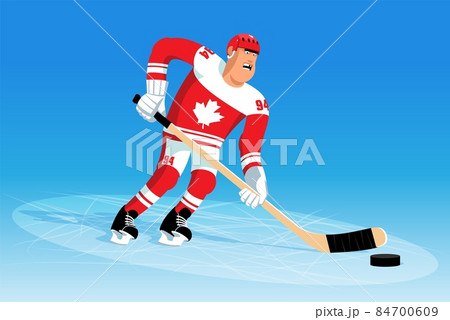 Hockey Player Is Leading Puckのイラスト素材