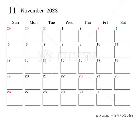 23年11月 日本のカレンダーのイラスト素材