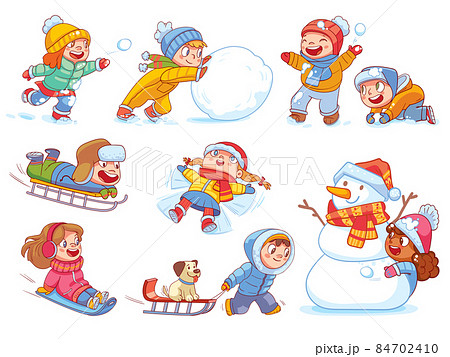 children playing outside in snow
