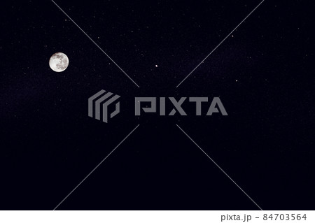 Huge full moon on the night blue star sky. 84703564