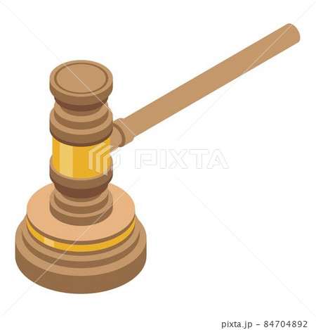 Gold judge gavel icon, isometric style Gold judge gavel icon, isometric style 84704892