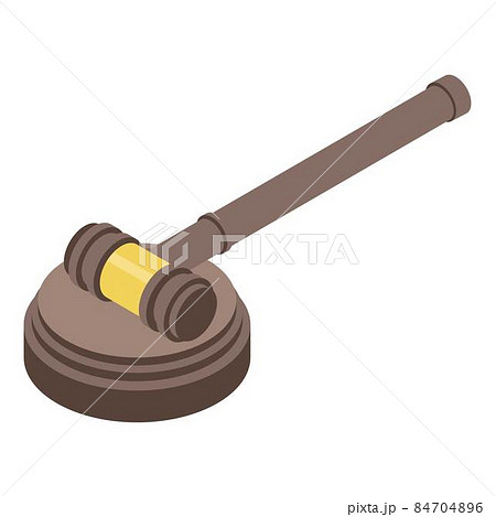 Judge hammer on stand icon, isometric style 84704896
